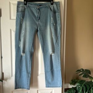 KYY Casual Light Blue Jeans with Distressed Details w/Pockets ~ Size 40